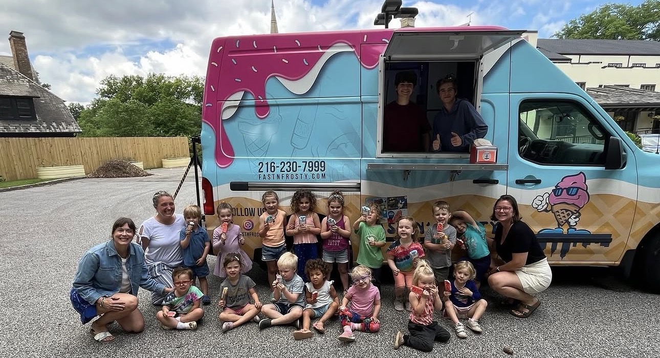 Kids enjoying ice cream at a school event